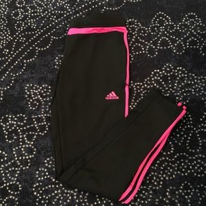 Adidas pants with pink stripes